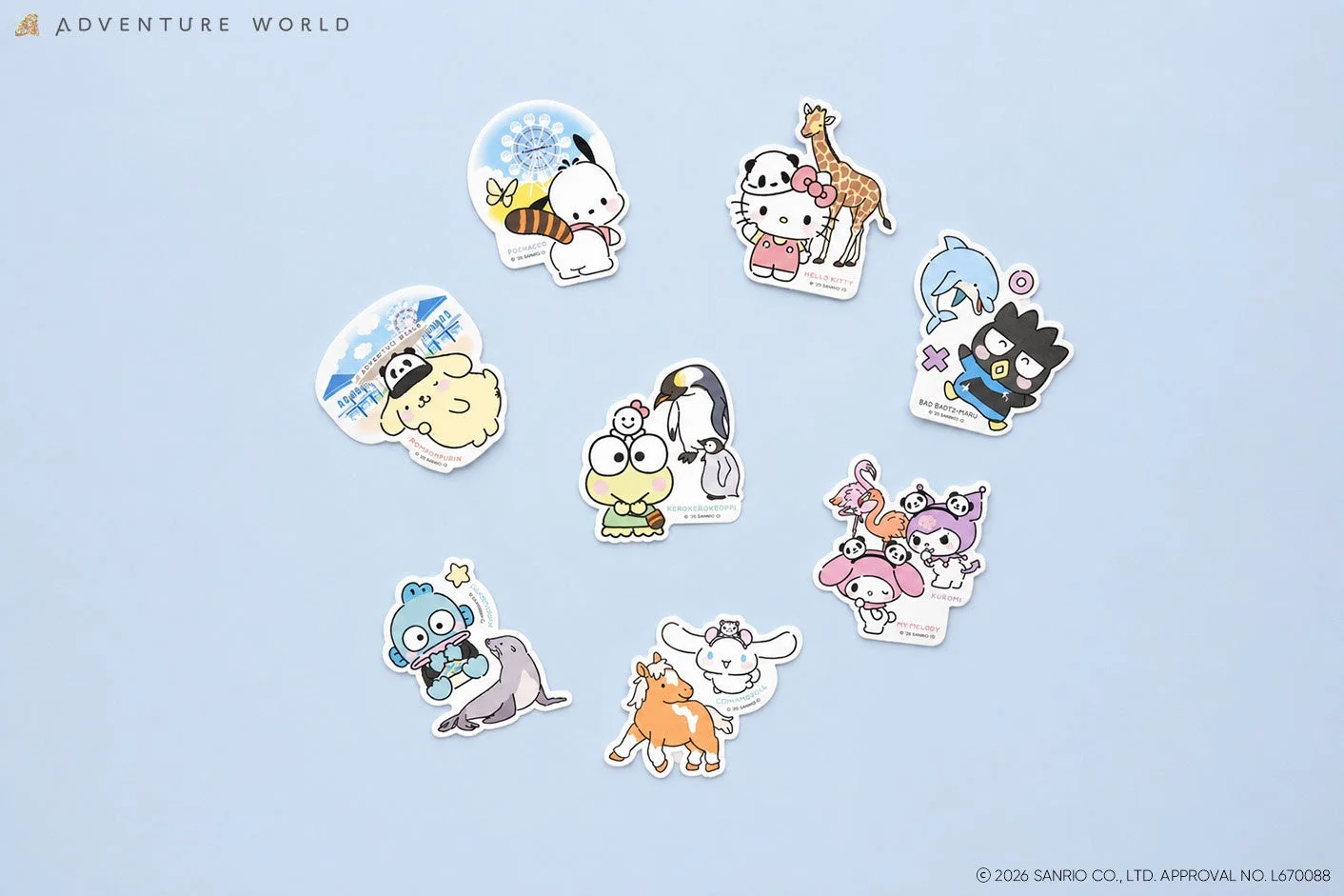 サンリオキャラクターズと動物のステッカー