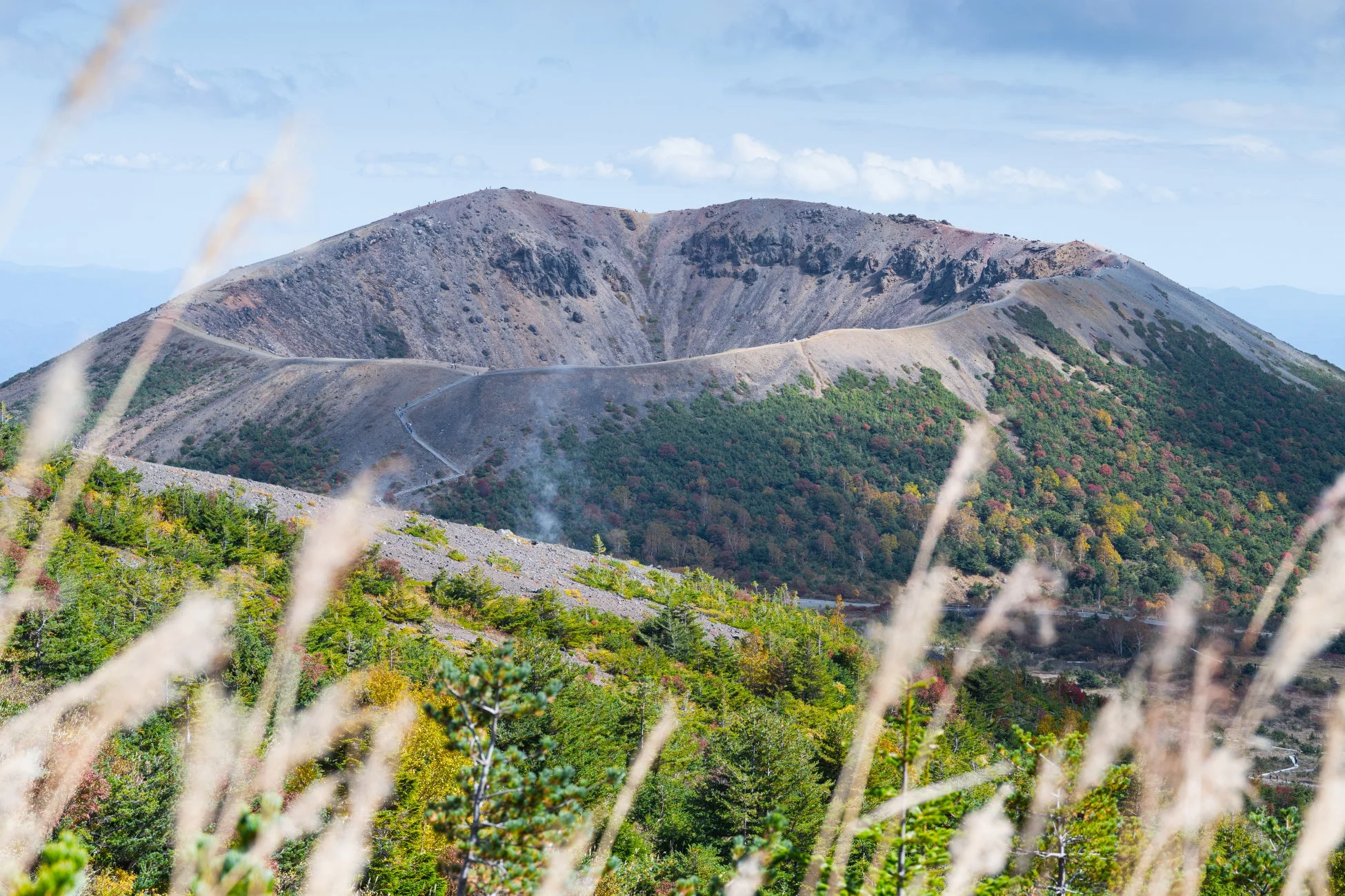 秋の美しい火山風景