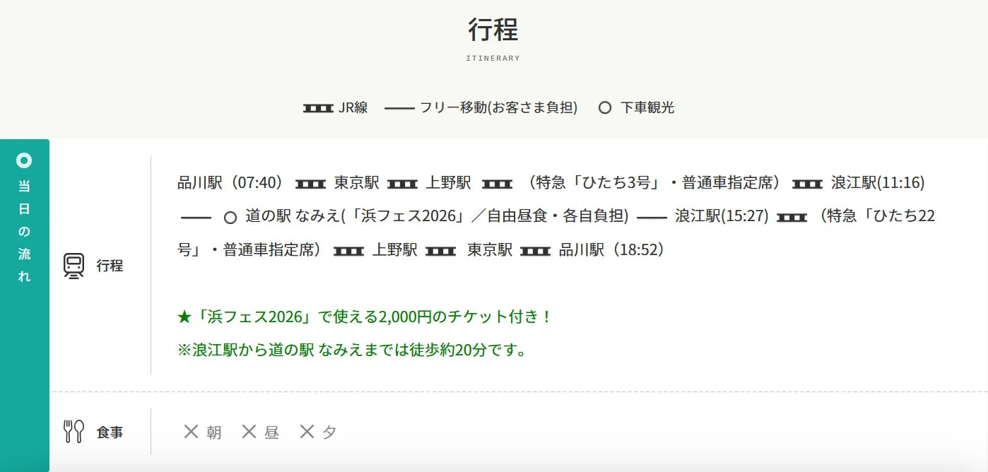 日帰りツアー行程