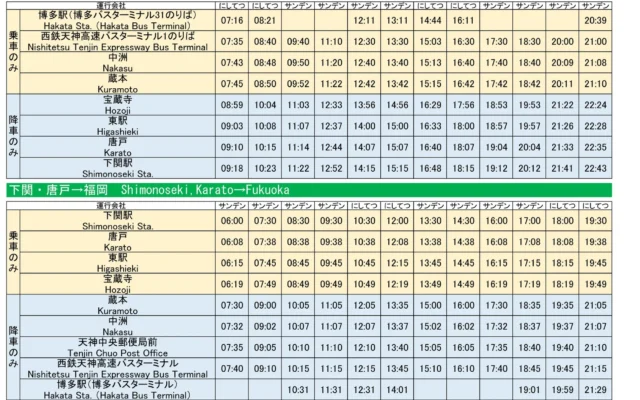 福岡~下関の移動がもっと便利に!高速バス「ふくふく号」が2026年10月1日よりダイヤ改正
