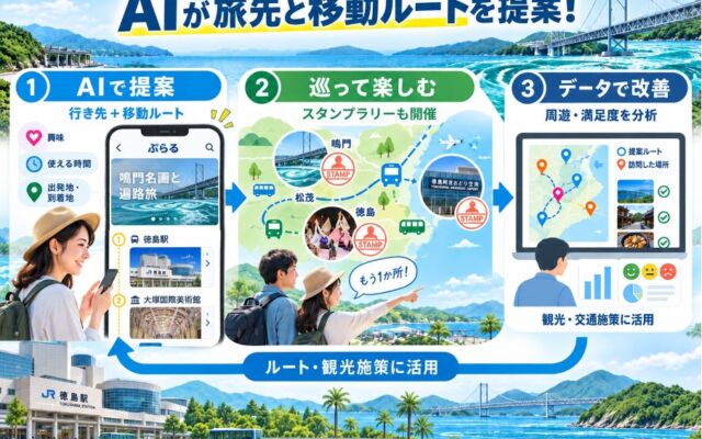 AIが旅先と巡り方をまとめて提案。徳島県東部で「ぷらる」を使った観光周遊の実証とスタンプラリー