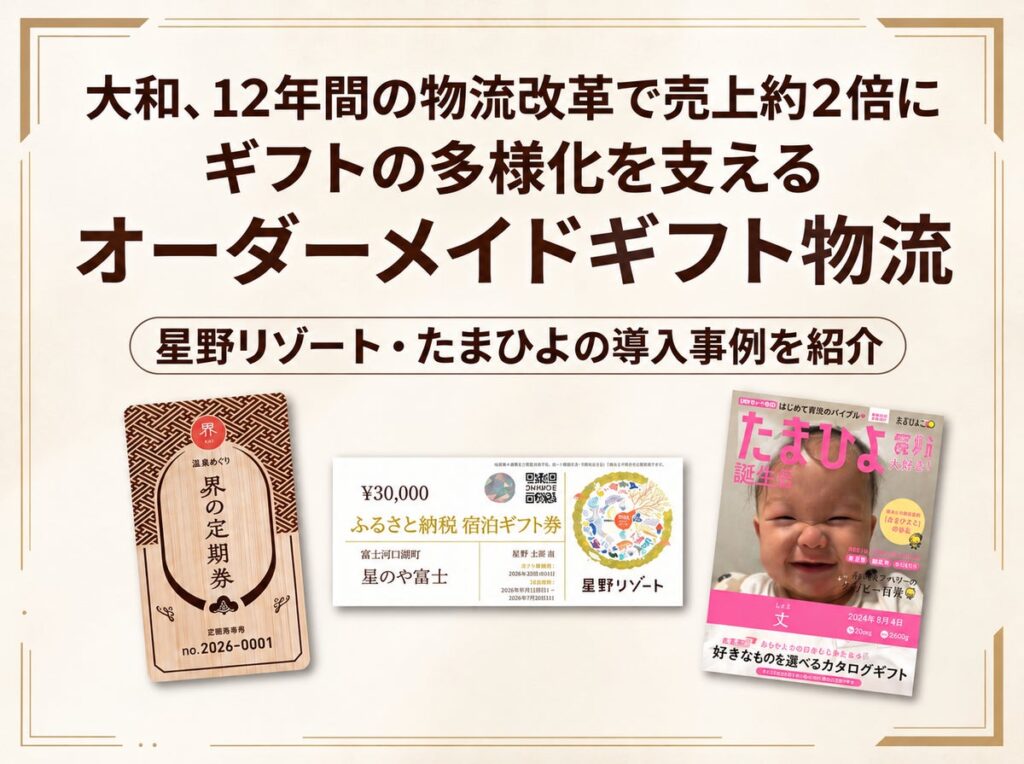 約2倍の売上成長を支える、12年間の物流改革｜星野リゾートの「宿泊ギフト券」、たまひよの「写真入り内祝」を実現する物流の仕組みを公開