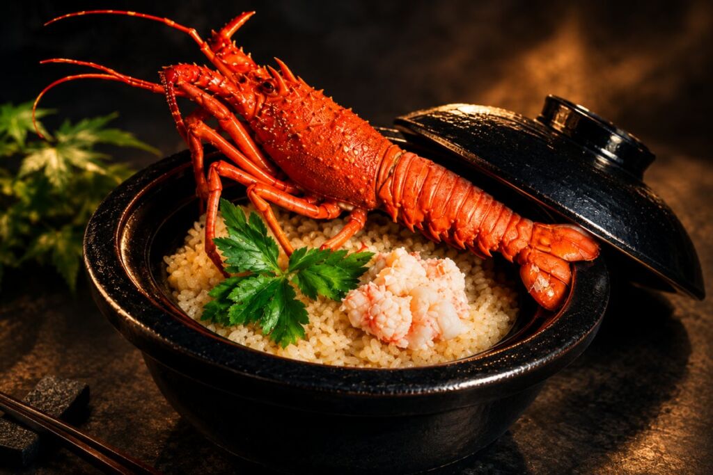 伊勢「旅荘 海の蝶」の秋の食卓。新嘗祭にちなむ期間限定「伊勢海老土鍋ごはん」と「七五三お祝い膳」